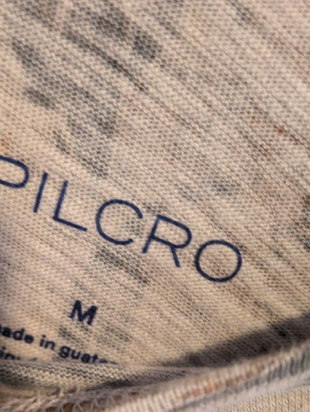 Pilcro Neutral Beige Tee with Navy Logo - Picture 2 of 4